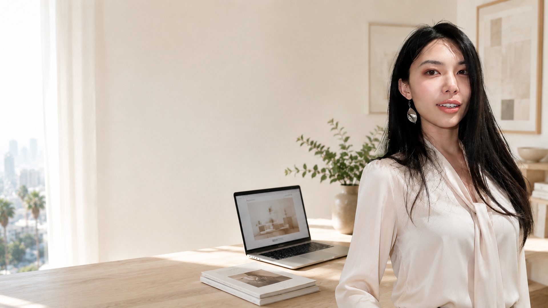 Linran YU at her desk in Los Angeles